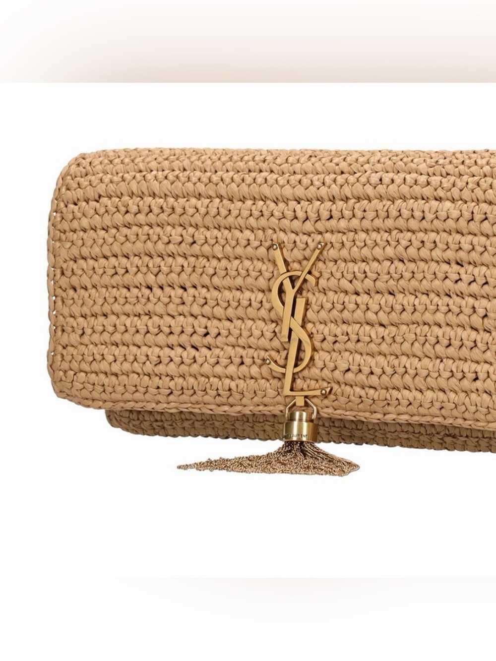 SAINT LAURENT Kate 99 tassel raffia shoulder bag crossbody bag clutch - Picture 9 of 11